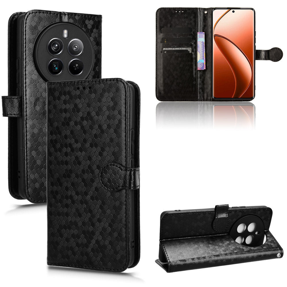 For Realme 12+ 5G Case Dots Imprinted PU Leather Mobile Phone Cover with Viewing Stand For Realme 12+ 5G Case Dots Imprinted PU Leather Mobile Phone Cover with Viewing Stand